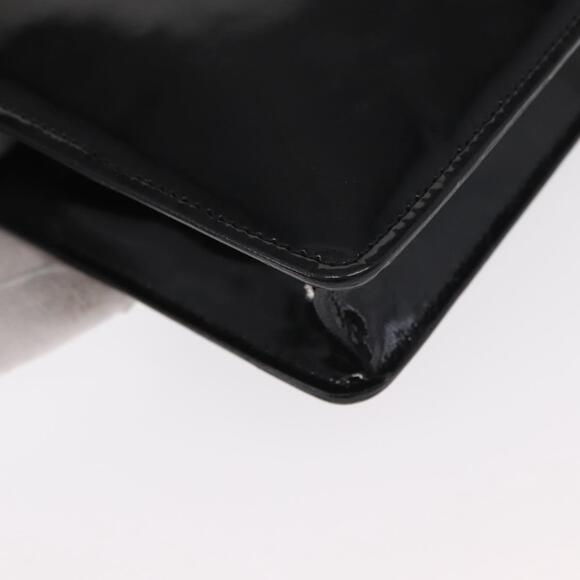 CELINE Clutch Bag Enamel Black Gold Auth bs32100